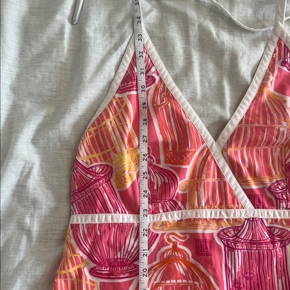 Vintage Lilly Pulitzer Pink Multi Birdcage Halter Mini Dress - Picture 7 of 11